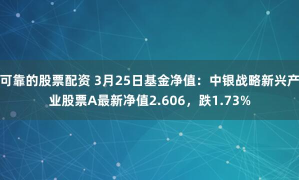可靠的股票配资 3月25日基金净值：中银战略新兴产业股票A最新净值2.606，跌1.73%