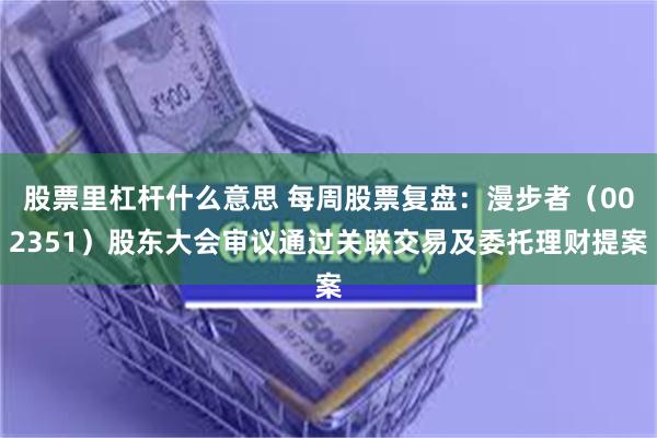 股票里杠杆什么意思 每周股票复盘：漫步者（002351）股东大会审议通过关联交易及委托理财提案