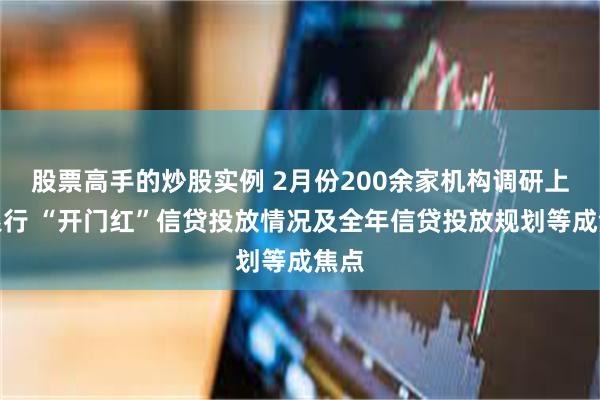 股票高手的炒股实例 2月份200余家机构调研上市银行 “开门红”信贷投放情况及全年信贷投放规划等成焦点