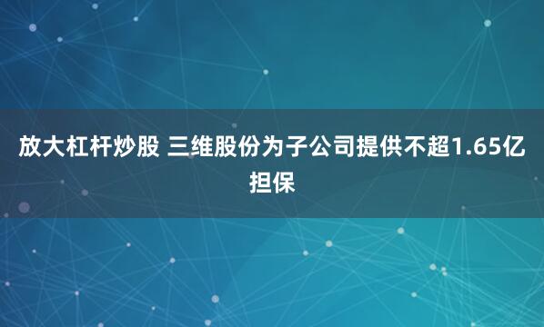 放大杠杆炒股 三维股份为子公司提供不超1.65亿担保