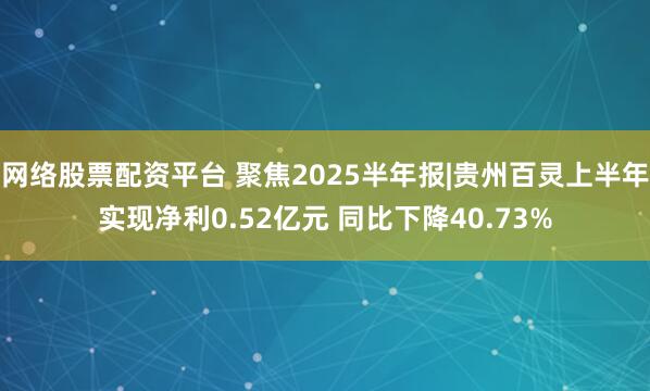 网络股票配资平台 聚焦2025半年报|贵州百灵上半年实现净利0.52亿元 同比下降40.73%