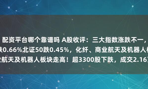 配资平台哪个靠谱吗 A股收评：三大指数涨跌不一，沪指9连阳创业板指跌0.66%北证50跌0.45%，化纤、商业航天及机器人板块走高！超3300股下跌，成交2.16万亿缩量234亿