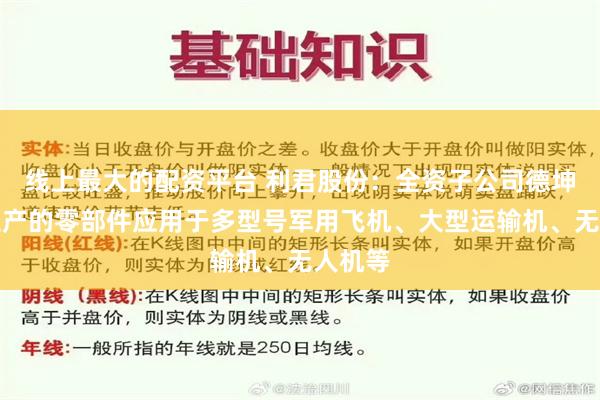 线上最大的配资平台 利君股份：全资子公司德坤航空生产的零部件应用于多型号军用飞机、大型运输机、无人机等