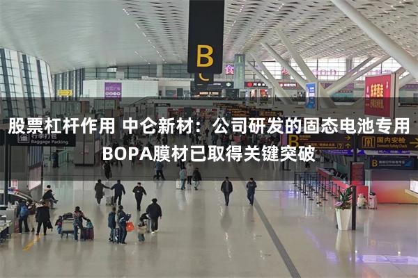 股票杠杆作用 中仑新材：公司研发的固态电池专用BOPA膜材已取得关键突破