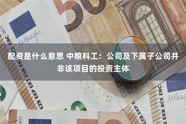 配资是什么意思 中粮科工：公司及下属子公司并非该项目的投资主体