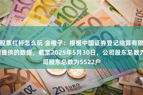 股票杠杆怎么玩 金橙子：根据中国证券登记结算有限责任公司提供的数据，截至2025年5月30日，公司股东总数为5522户