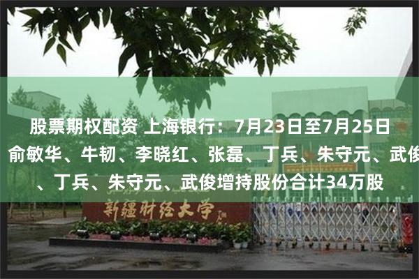 股票期权配资 上海银行：7月23日至7月25日高管施红敏、胡德斌、俞敏华、牛韧、李晓红、张磊、丁兵、朱守元、武俊增持股份合计34万股