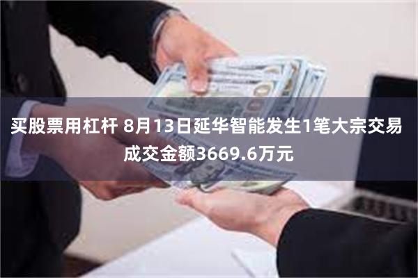 买股票用杠杆 8月13日延华智能发生1笔大宗交易 成交金额3669.6万元