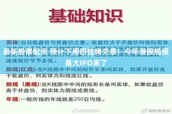 最新股票配资 预计下周四挂牌交易！今年港股规模最大IPO来了
