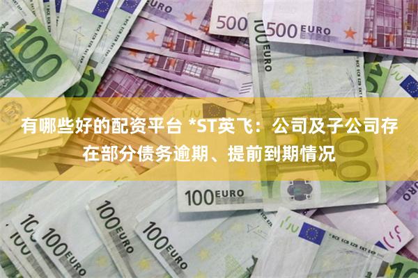 有哪些好的配资平台 *ST英飞：公司及子公司存在部分债务逾期、提前到期情况