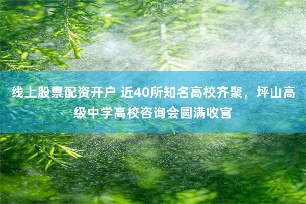 线上股票配资开户 近40所知名高校齐聚，坪山高级中学高校咨询会圆满收官