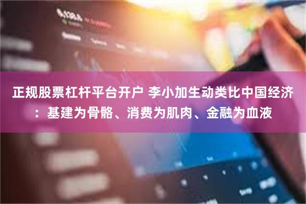 正规股票杠杆平台开户 李小加生动类比中国经济:基建为骨骼、消费为肌肉、金融为血液