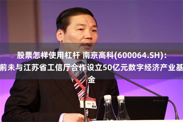 股票怎样使用杠杆 南京高科(600064.SH)：目前未与江苏省工信厅合作设立50亿元数字经济产业基金