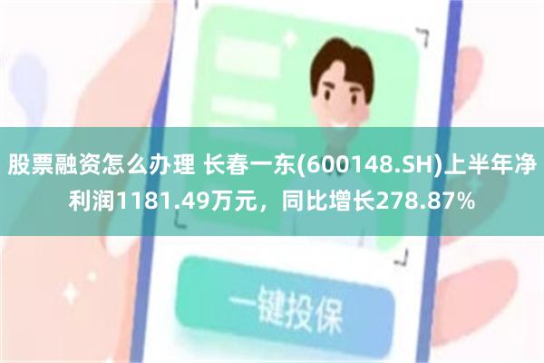 股票融资怎么办理 长春一东(600148.SH)上半年净利润1181.49万元，同比增长278.87%