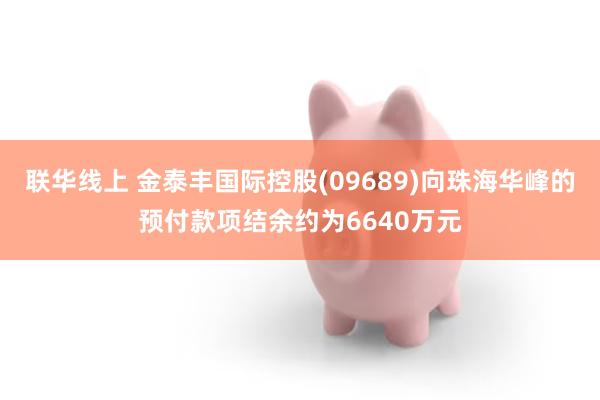 联华线上 金泰丰国际控股(09689)向珠海华峰的预付款项结余约为6640万元