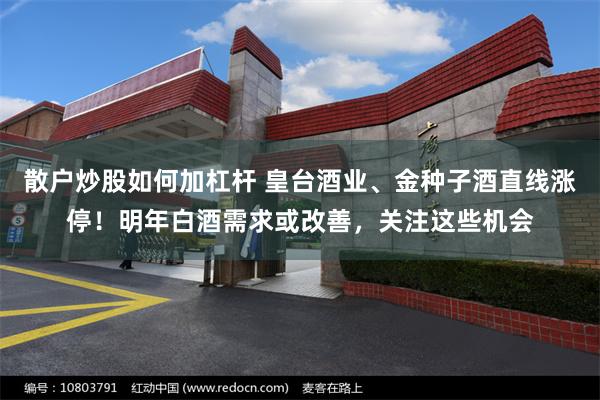 散户炒股如何加杠杆 皇台酒业、金种子酒直线涨停！明年白酒需求或改善，关注这些机会